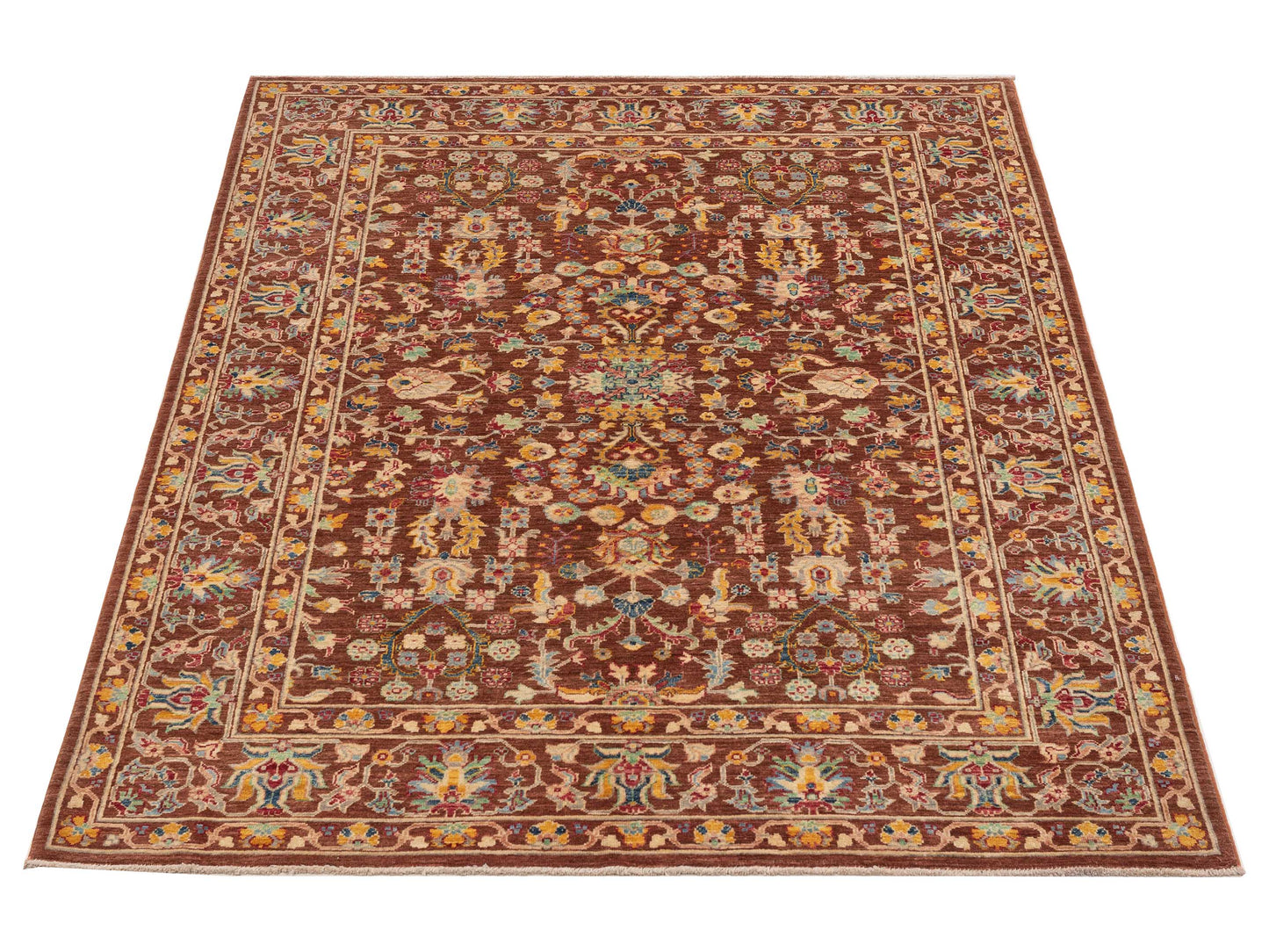 Sultan 152319 Brown Brown 5.10x8.1 Hand Knotted Rug