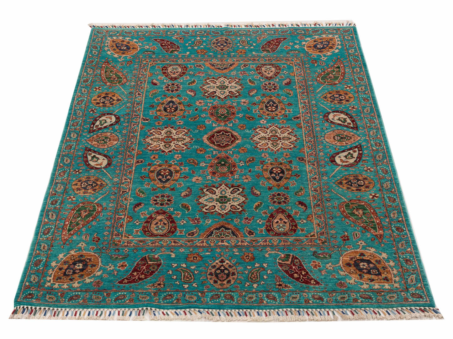 Sultan 152328 Turquoise Turquoise 5.7x8 Hand Knotted Rug
