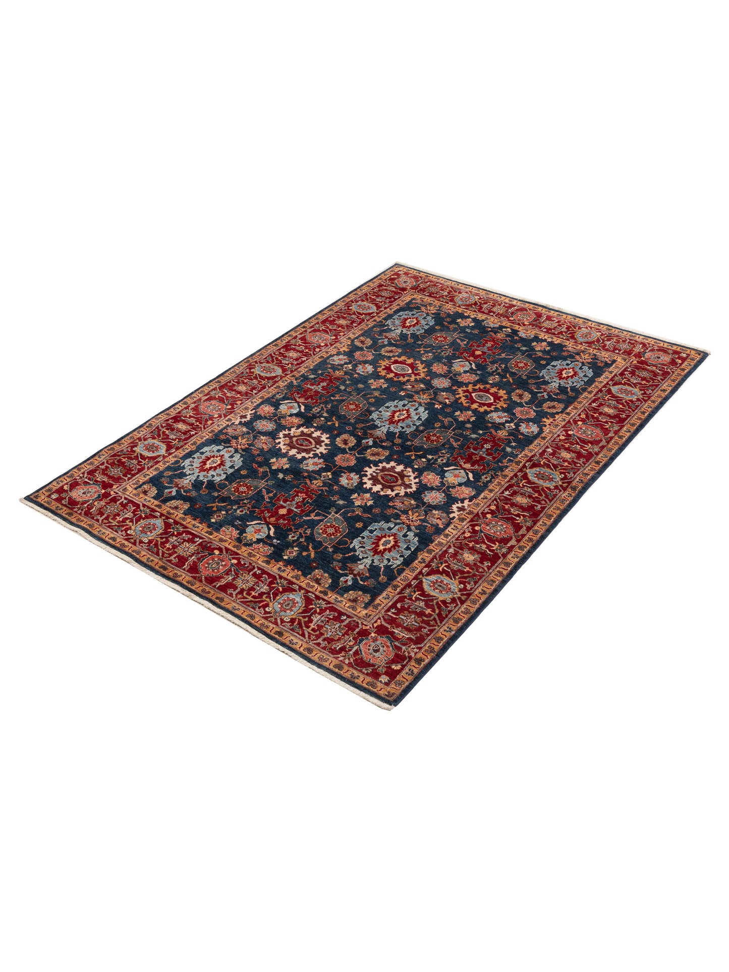 Sultan 152352 Dark Blue Red 6.4x8.10 Hand Knotted Rug