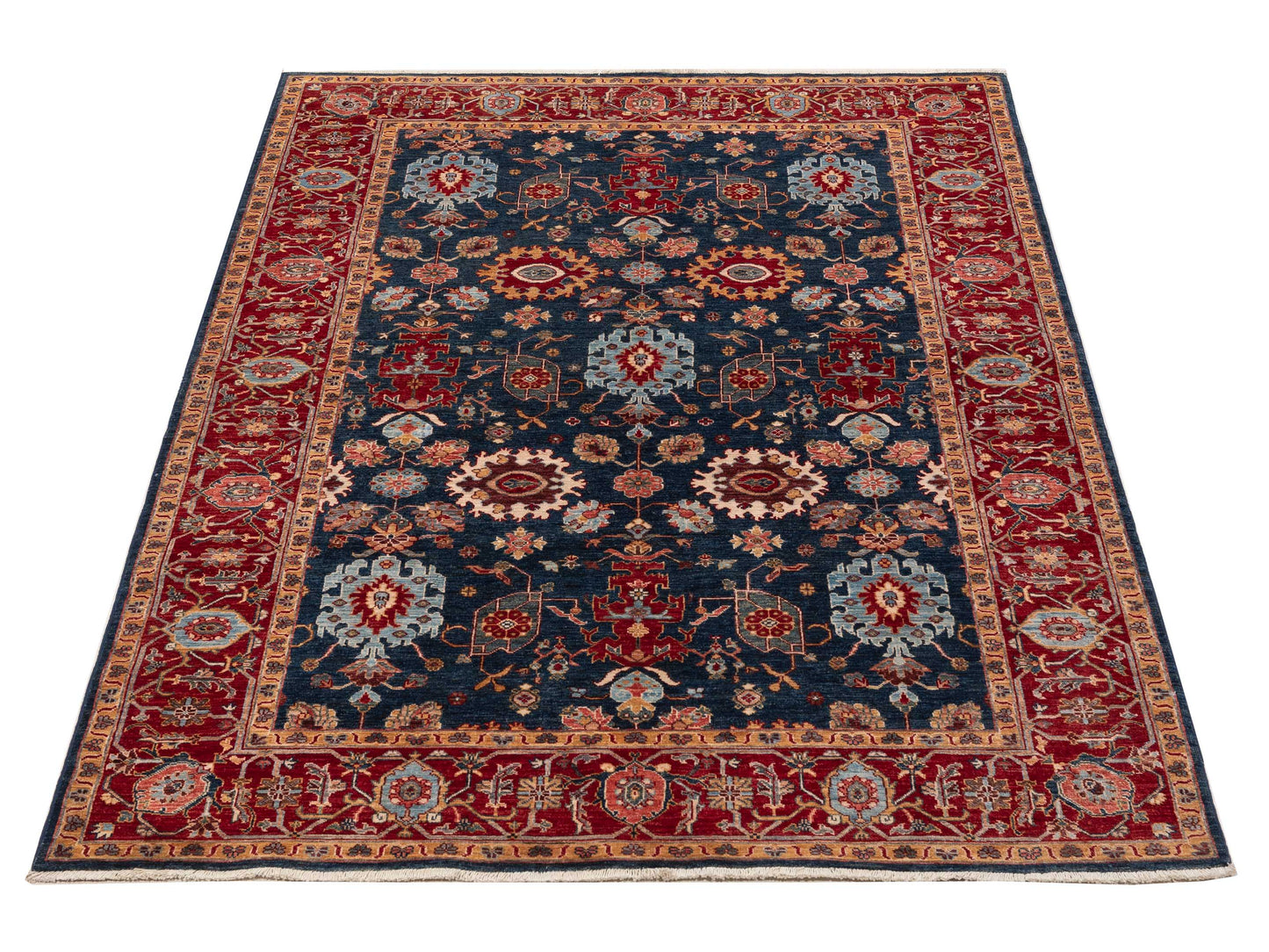 Sultan 152352 Dark Blue Red 6.4x8.10 Hand Knotted Rug