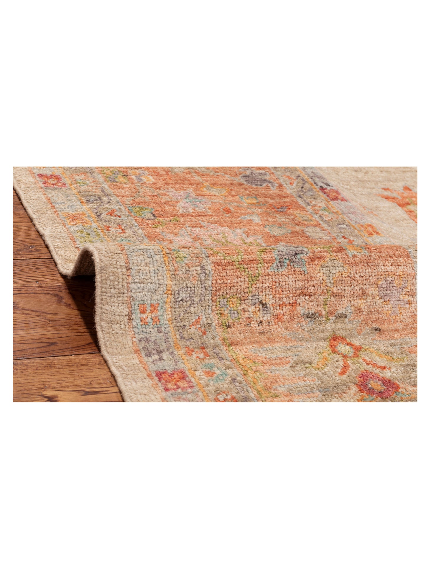 Angora Oushak 152410 Beige Orange 11.4x14.5 Hand Knotted Rug