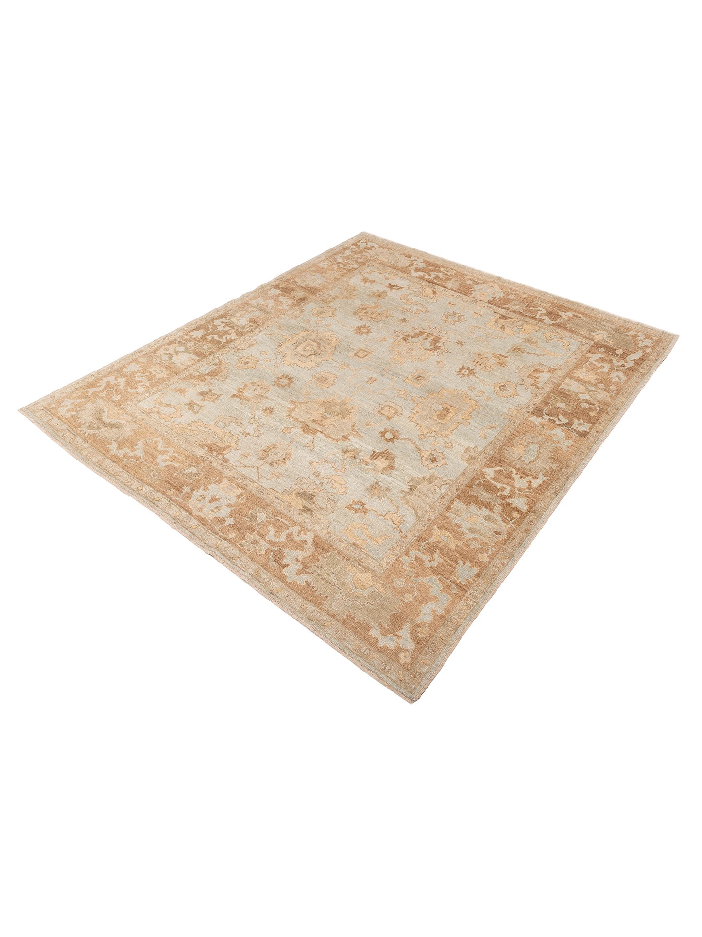 Angora Oushak 152416 Blue Brown 9.11x11.8 Hand Knotted Rug