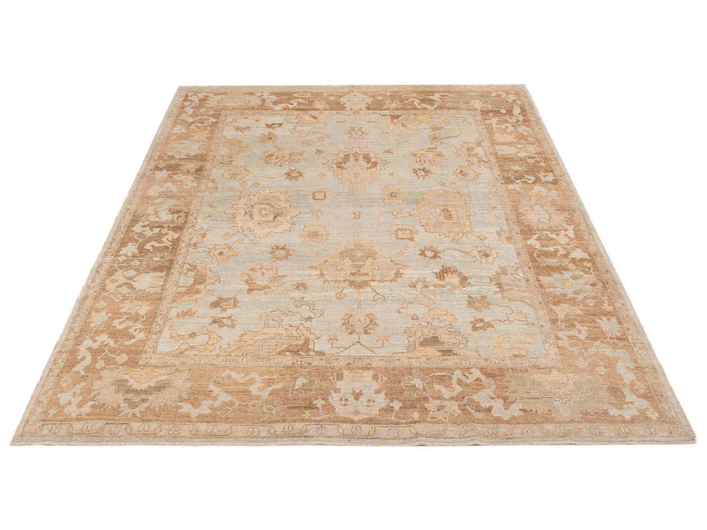 Angora Oushak 152416 Blue Brown 9.11x11.8 Hand Knotted Rug