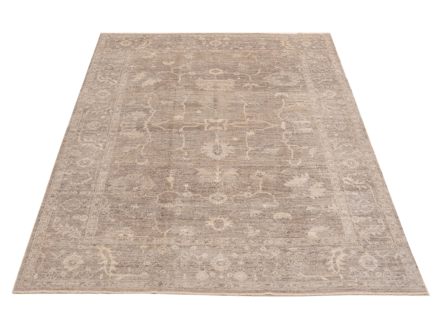 Angora Oushak 152417 Beige Beige 9.1x11.9 Hand Knotted Rug