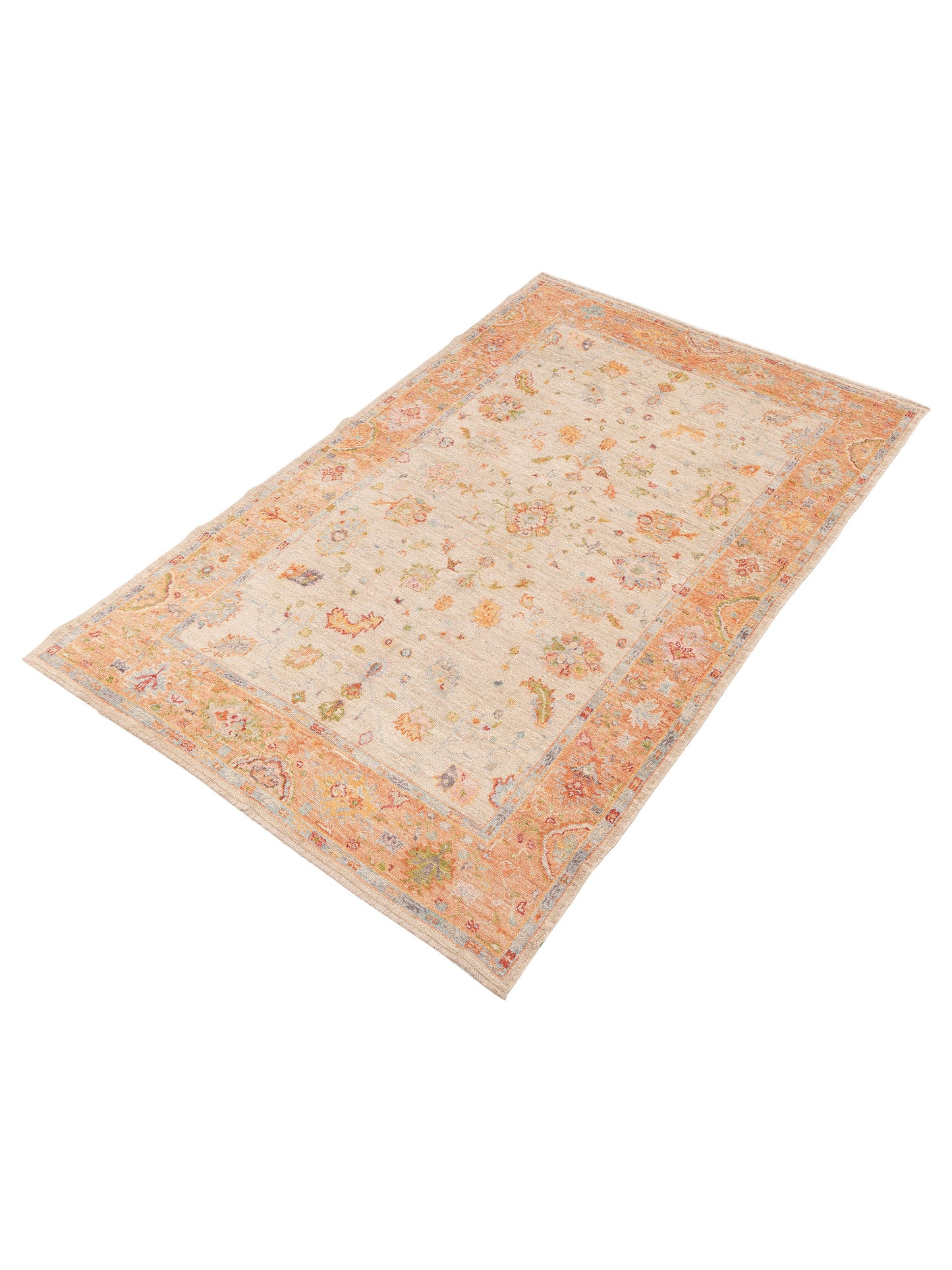 Angora Oushak 152431 Beige Orange 6.1x9.7 Hand Knotted Rug