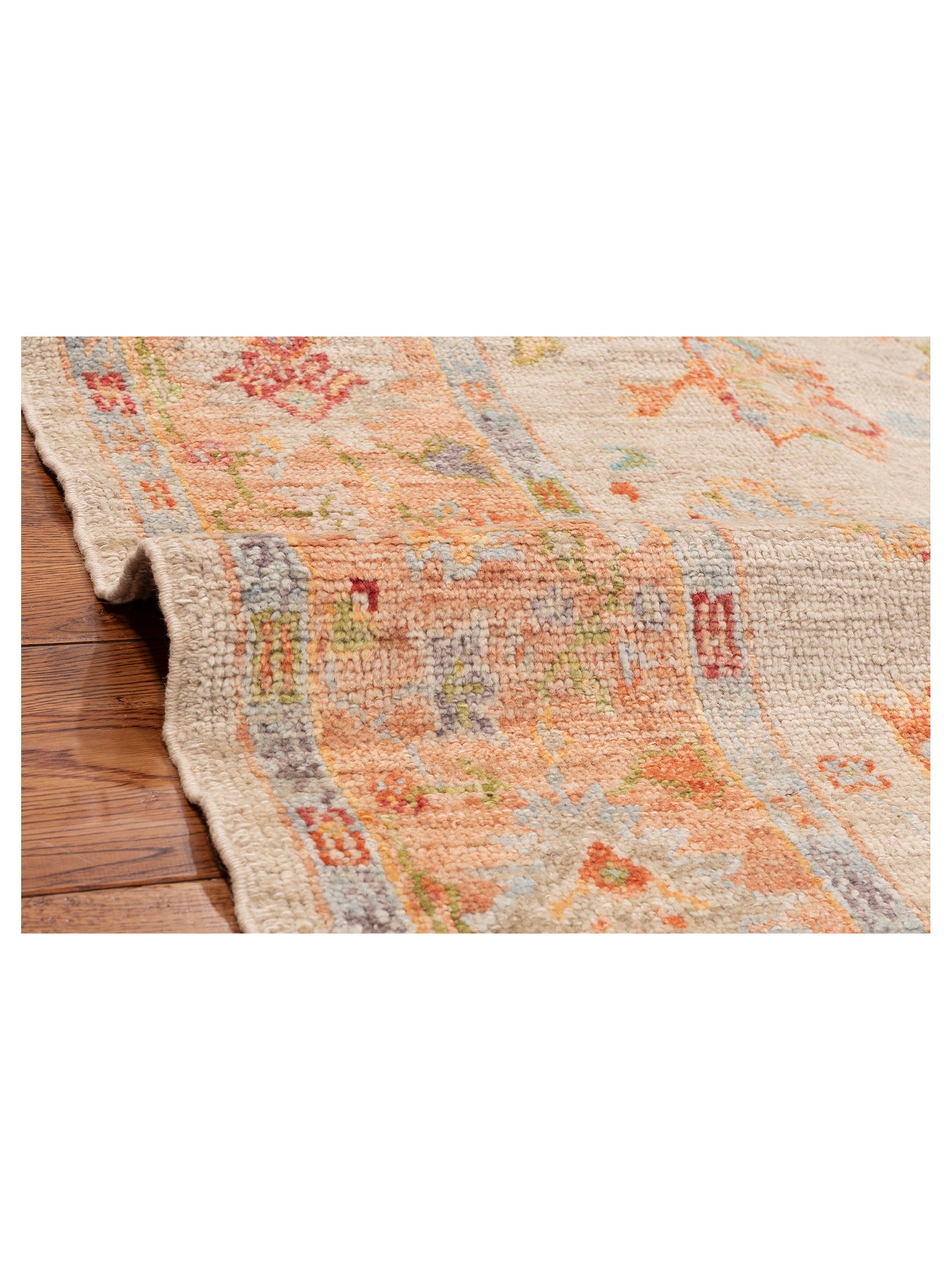 Angora Oushak 152431 Beige Orange 6.1x9.7 Hand Knotted Rug