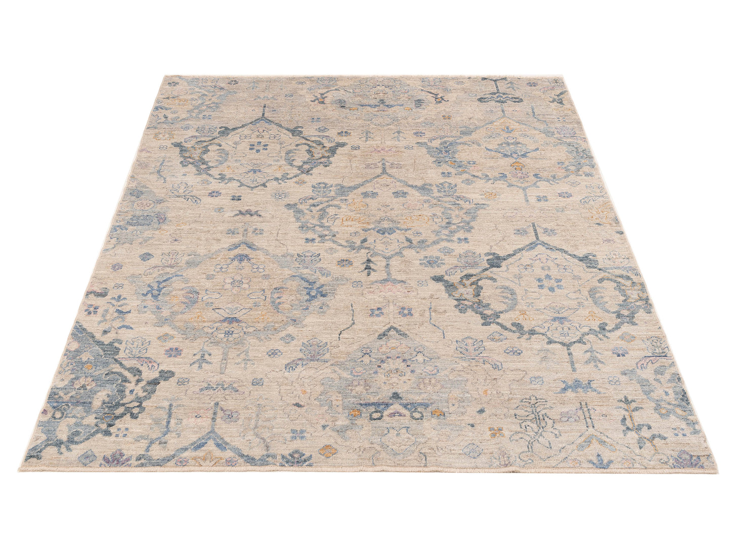 Angora Oushak 152452 Silver Silver 8.2x9.5 Hand Knotted Rug