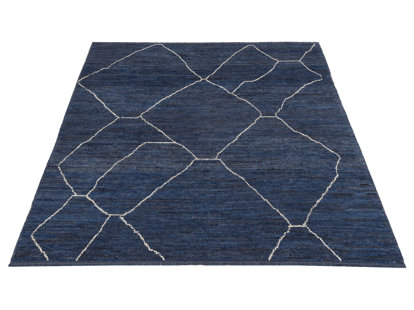 Berber Efes Blue Blue 8.3x9.5 Hand Knotted Rug