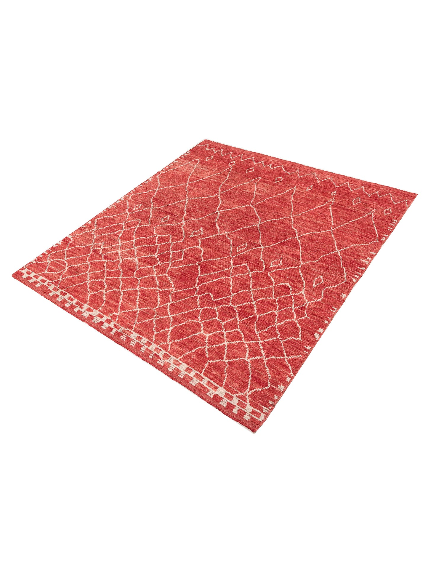 Berber Aspendos Red Red 8.5x9.7 Hand Knotted Rug