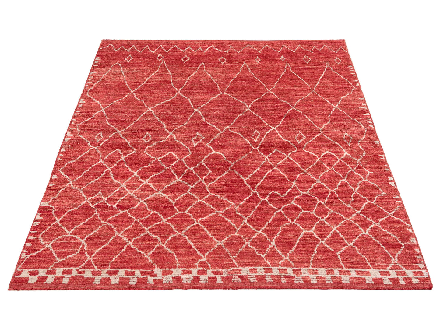 Berber Aspendos Red Red 8.5x9.7 Hand Knotted Rug