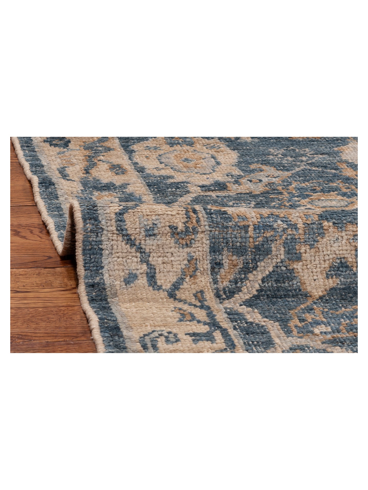 Angora Oushak 152488 Blue Ivory 2.9x11.1 Hand Knotted Rug