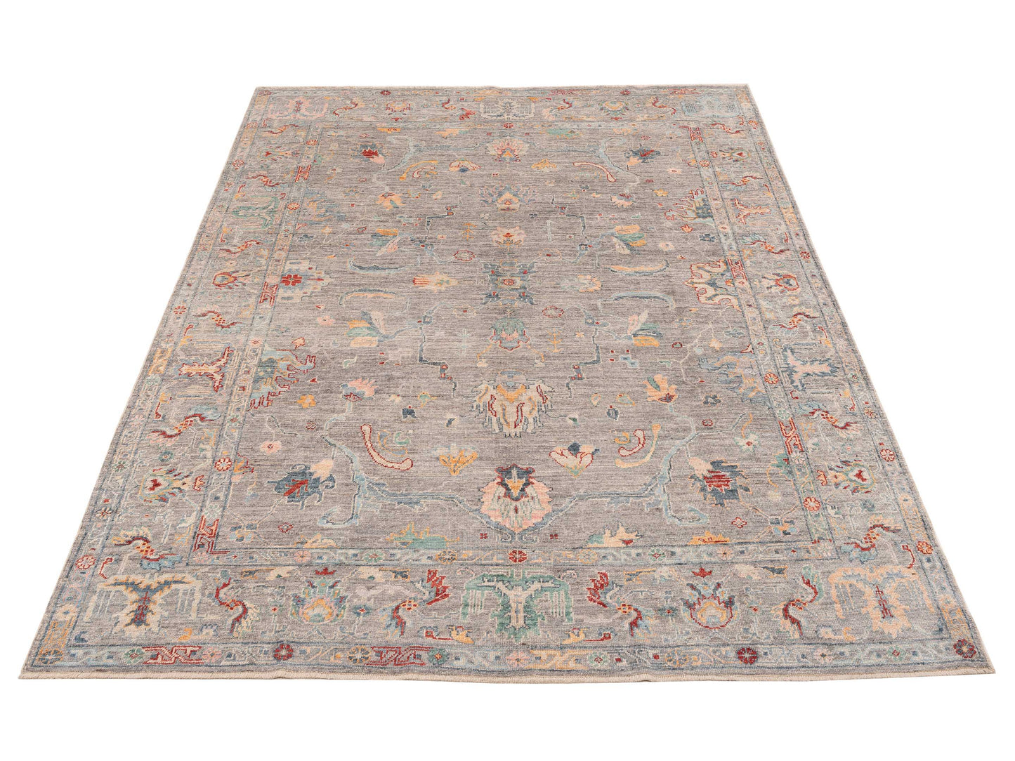 Angora Oushak 152493 Gray Gray 9.1x11.8 Hand Knotted Rug