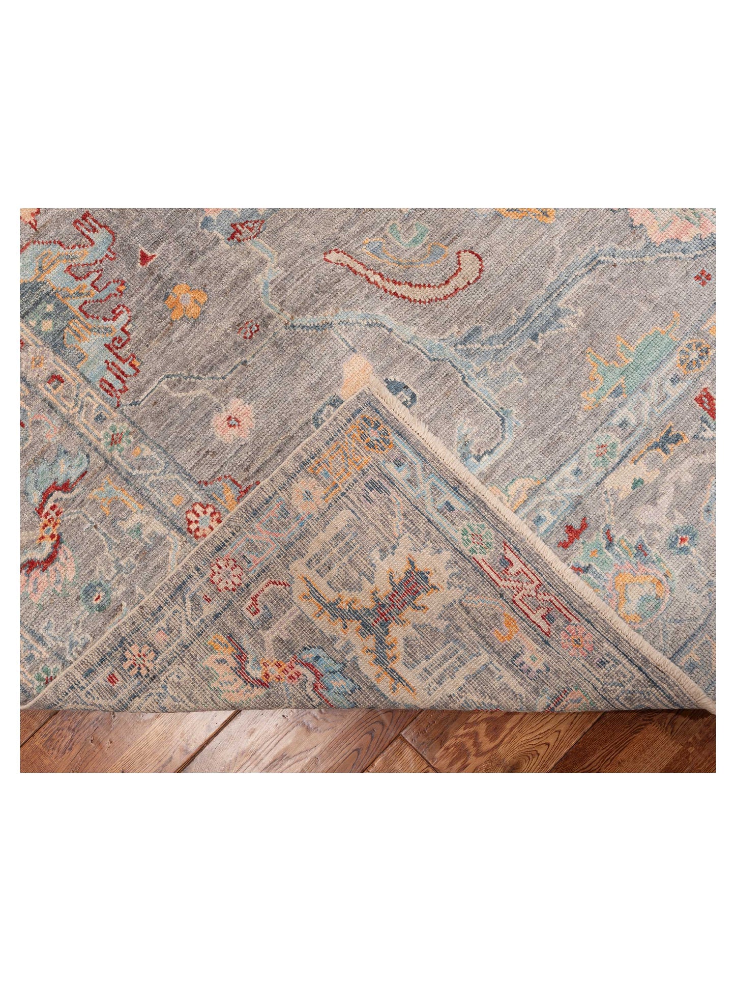 Angora Oushak 152493 Gray Gray 9.1x11.8 Hand Knotted Rug