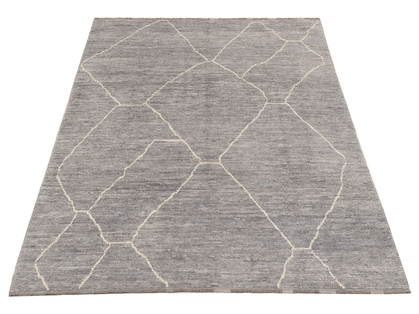 Berber Efes Gray Ivory 6.9x9.9 Hand Knotted Rug