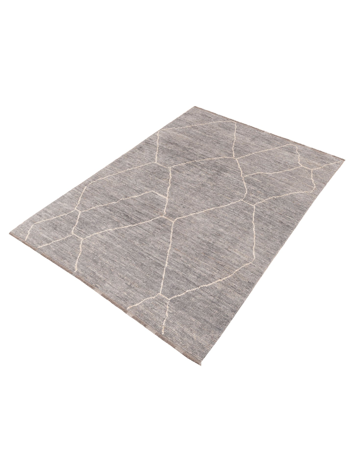 Berber Efes Gray Ivory 6.9x9.9 Hand Knotted Rug