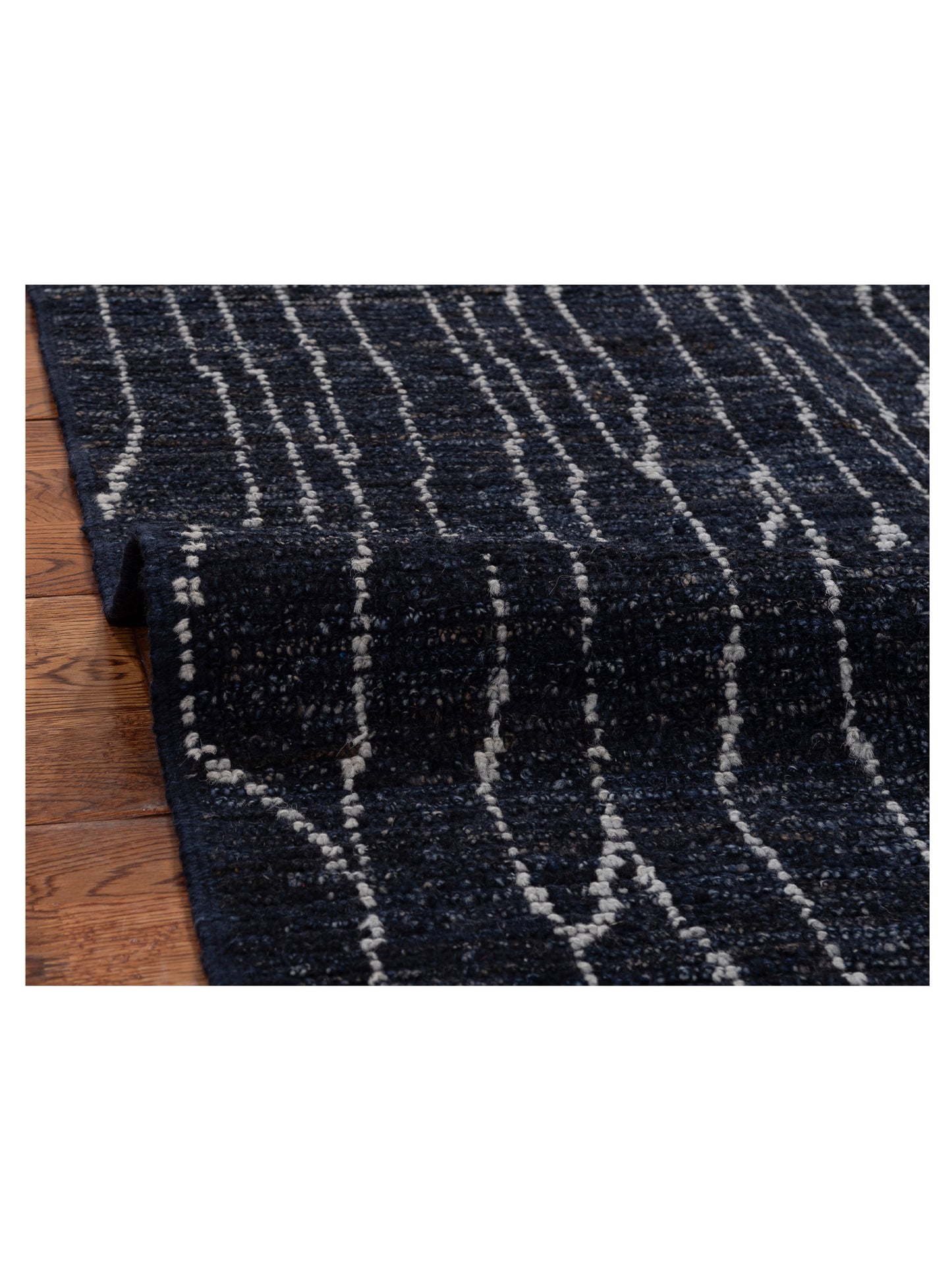 Berber Leaf Blue Ivory 4.9x5.9 Hand Knotted Rug