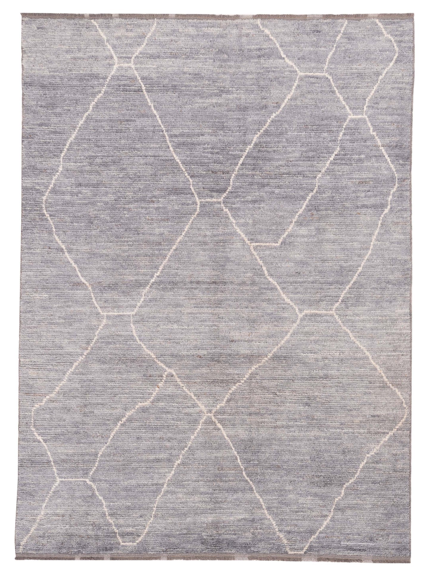 Berber Efes Gray Ivory 7x9.4 Hand Knotted Rug