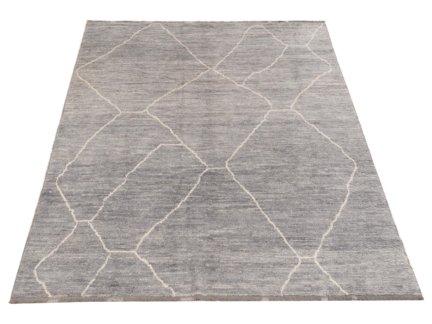 Berber Efes Gray Ivory 7x9.4 Hand Knotted Rug