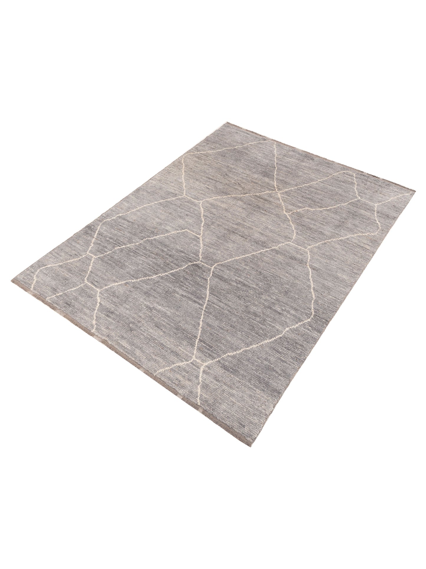 Berber Efes Gray Ivory 7x9.4 Hand Knotted Rug