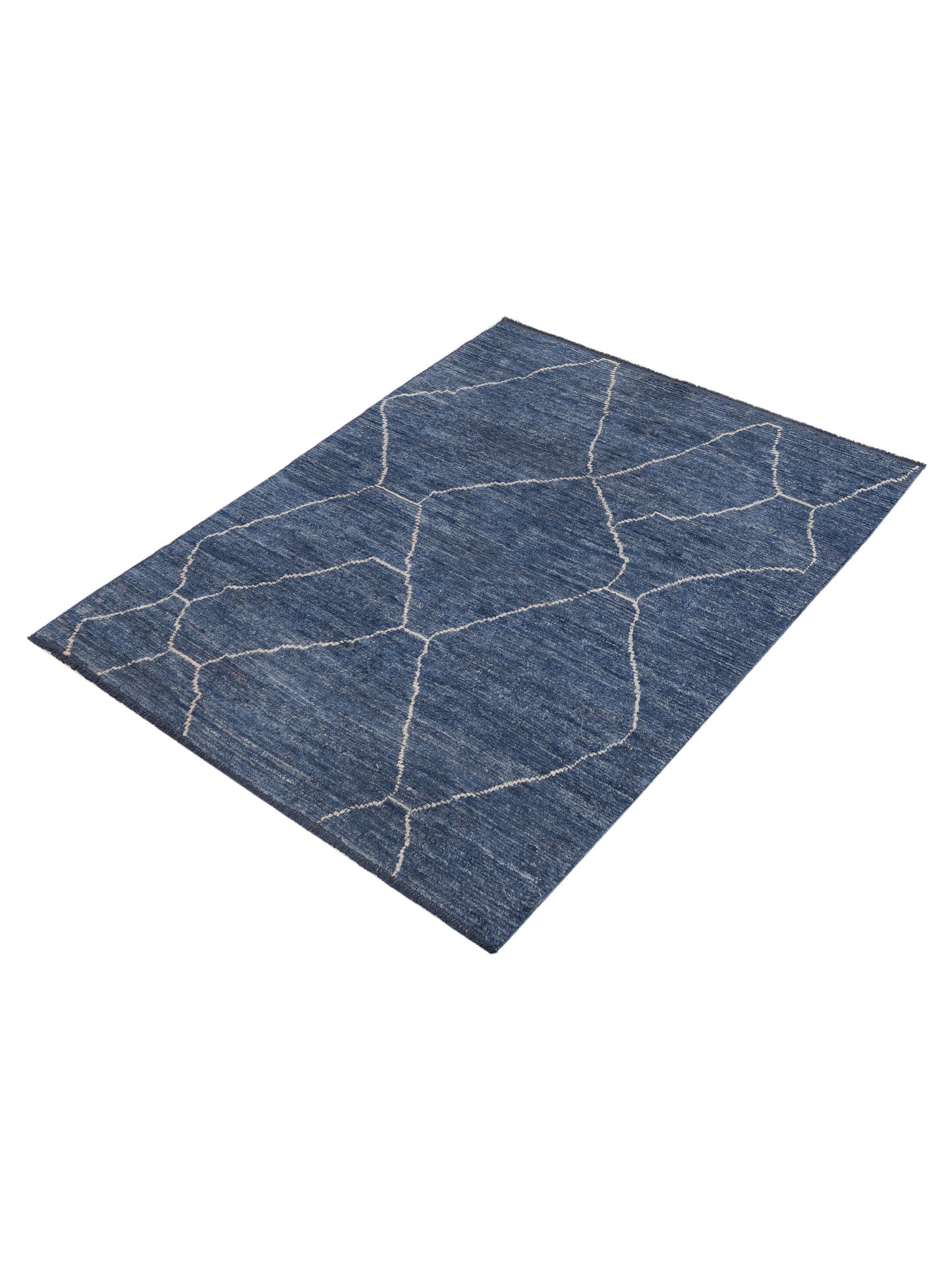 Berber Efes Blue Ivory 5.8x7.6 Hand Knotted Rug