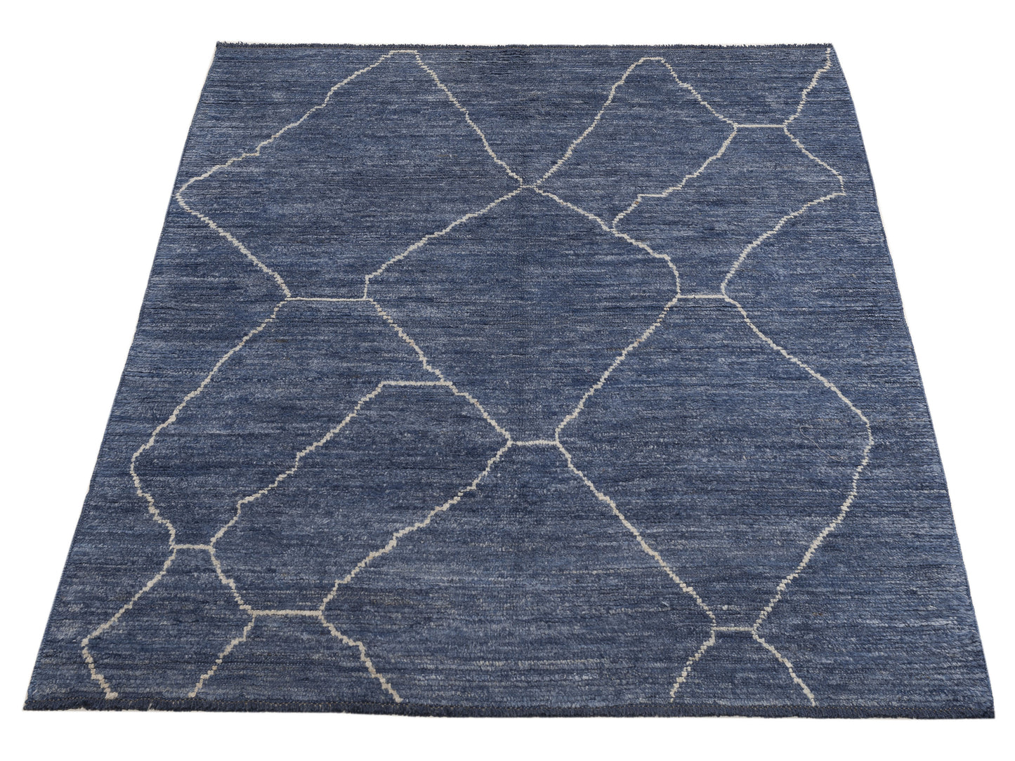 Berber Efes Blue Ivory 5.8x7.6 Hand Knotted Rug