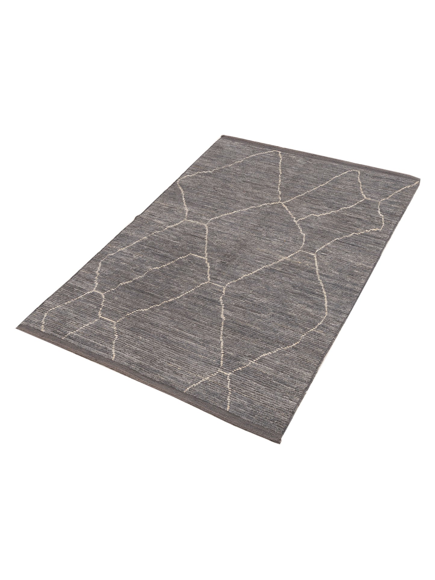 Berber Efes Gray Ivory 5.8x8.3 Hand Knotted Rug