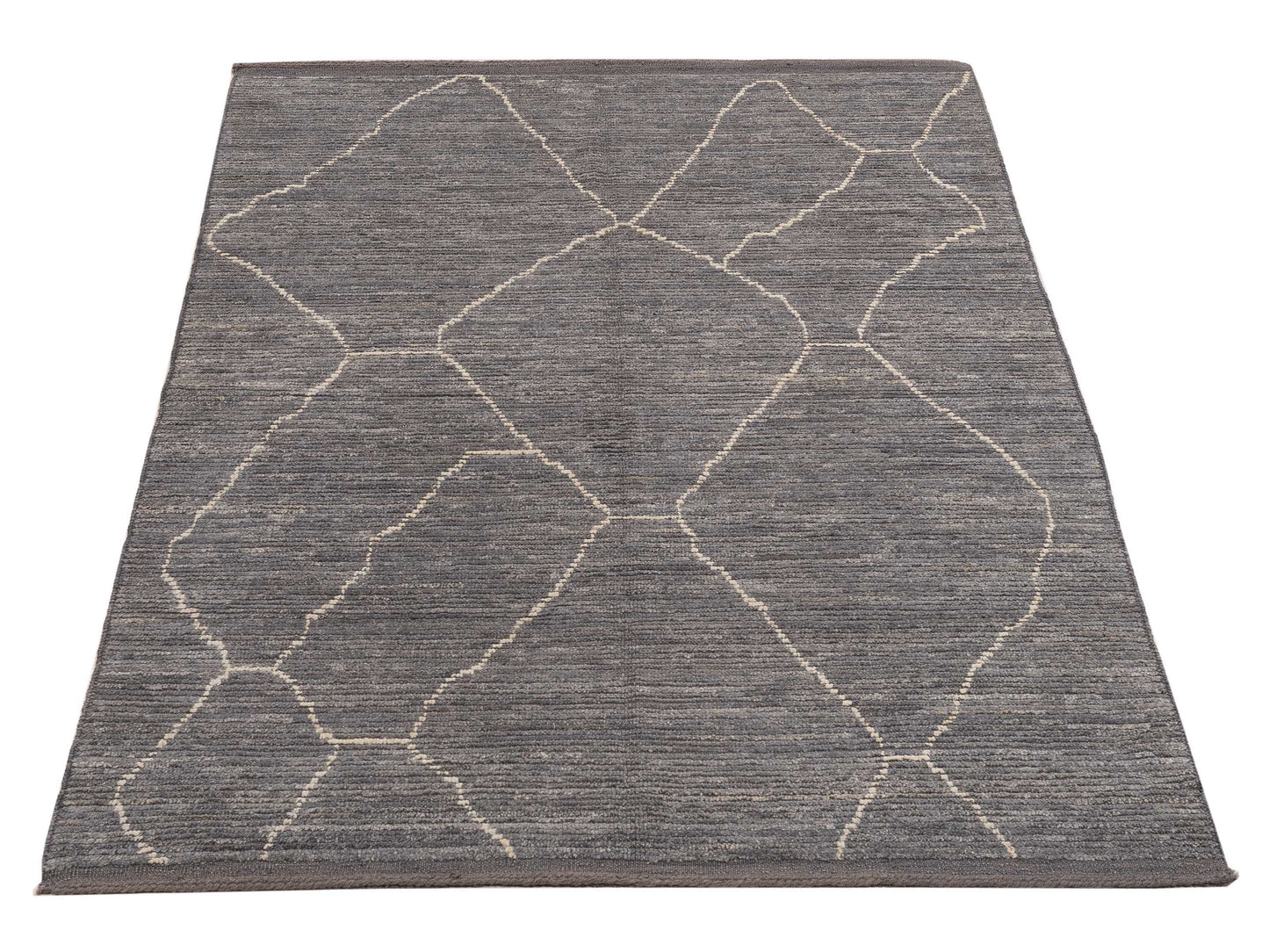 Berber Efes Gray Ivory 5.8x8.3 Hand Knotted Rug