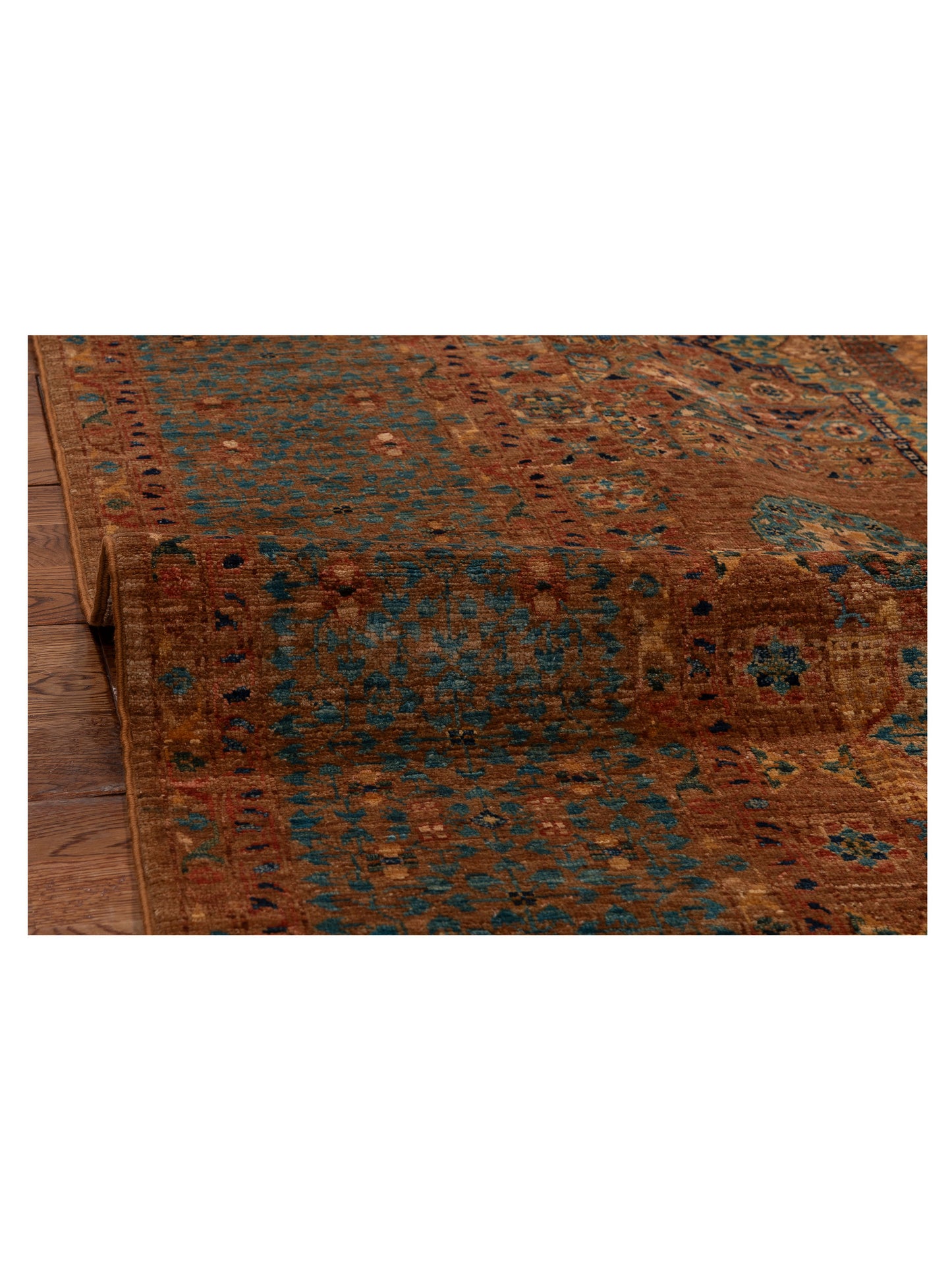 Super Mamluk 152693 Orange Blue 5.5x8.2 Hand Knotted Rug