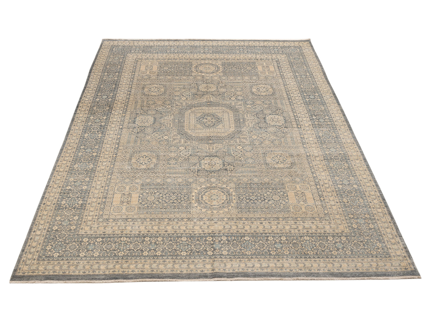 Mamluk 152781 Gray Gray 8.10x11.9 Hand Knotted Rug