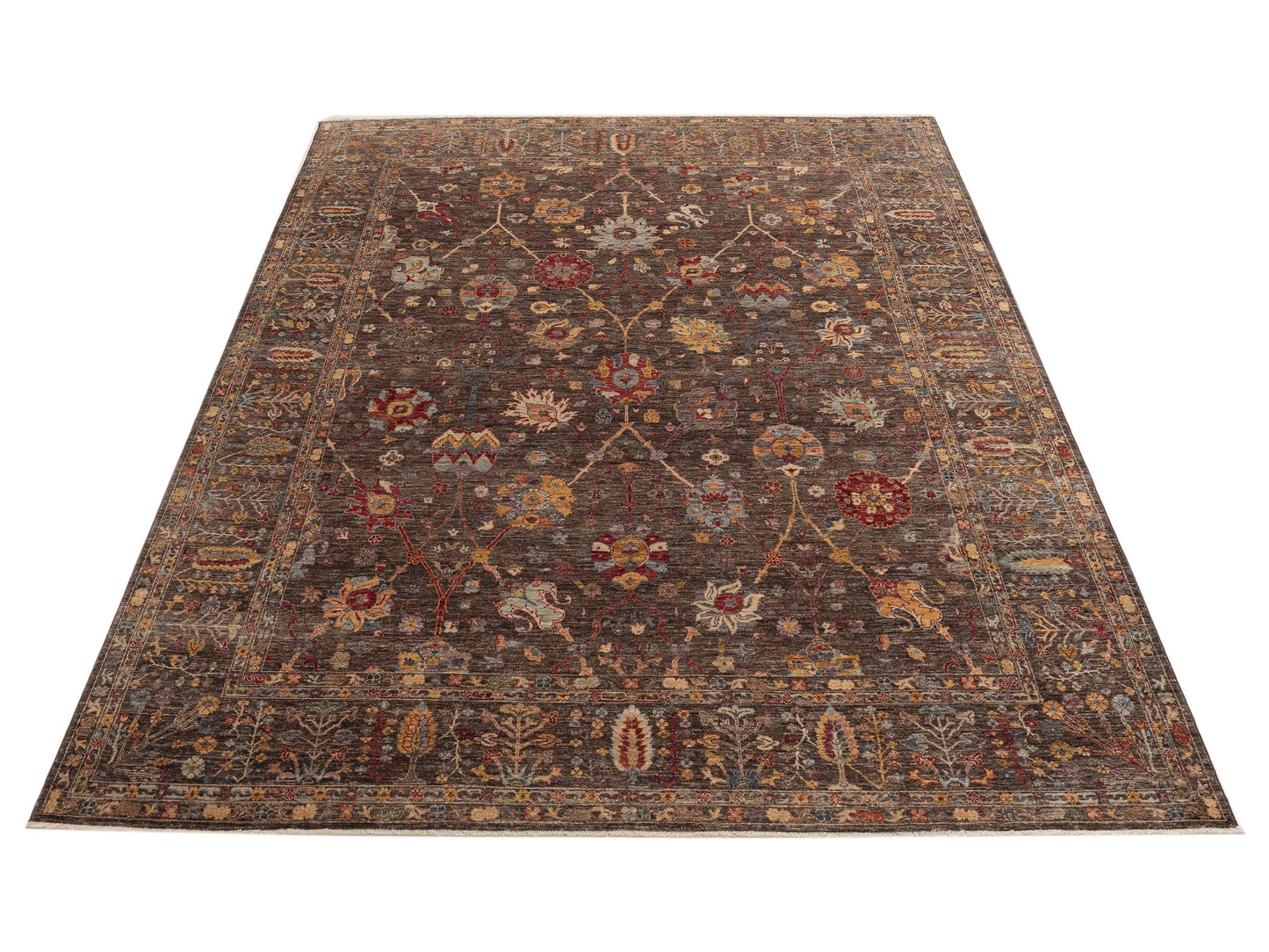 Elvan Suna Brown Brown 8.10x12 Hand Knotted Rug