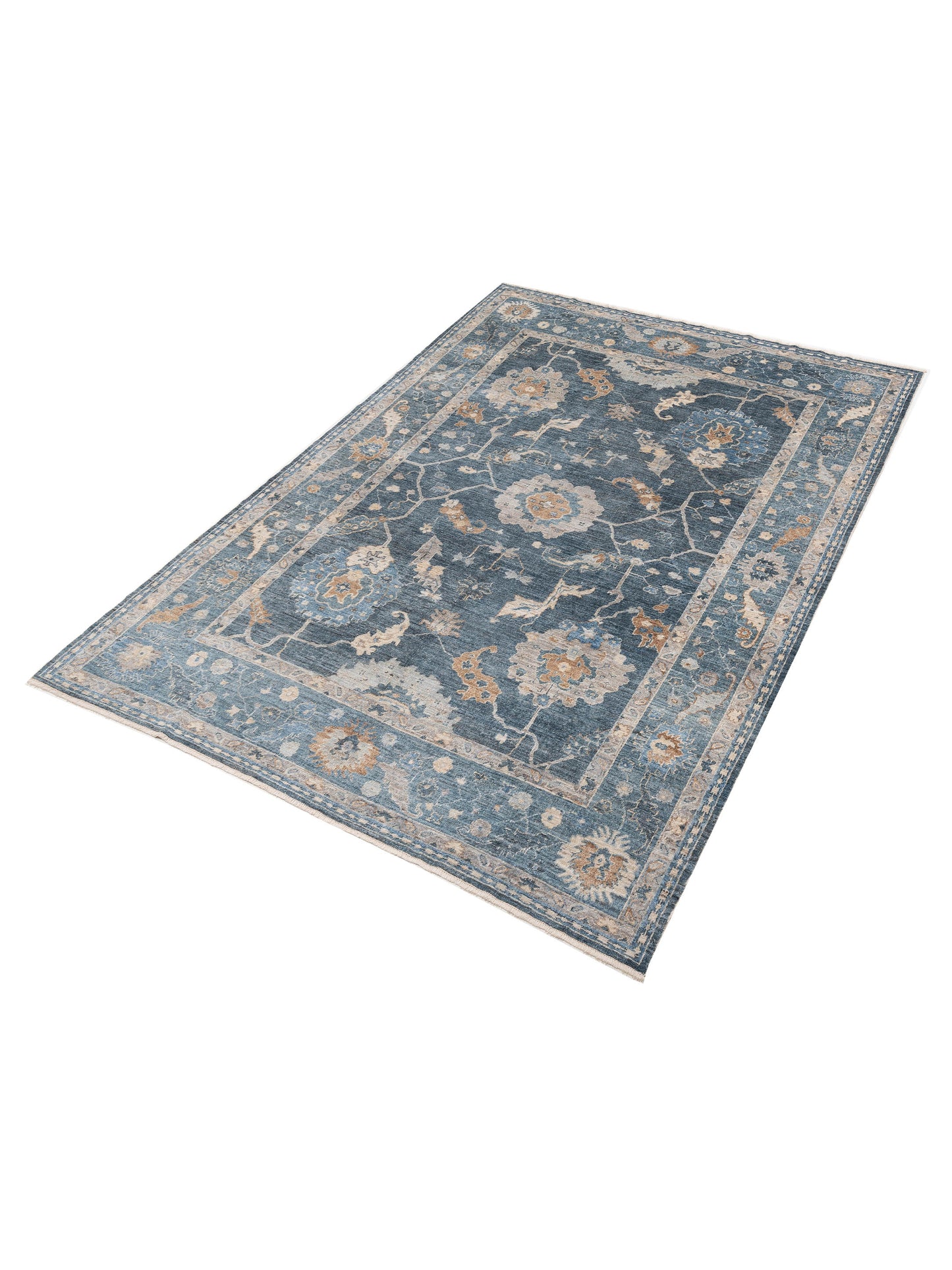 Angora Oushak 152873 Blue Dark Blue 9.10x13.7 Hand Knotted Rug