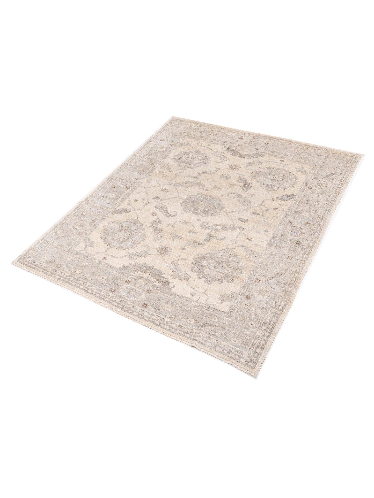 Angora Oushak 152889 Ivory Silver 9.2x10.11 Hand Knotted Rug