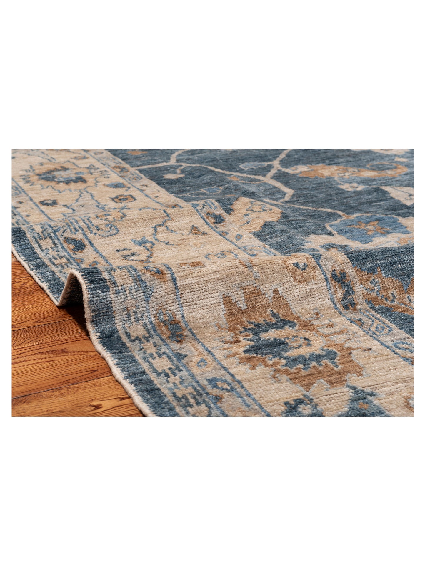 Angora Oushak 152892 Blue Ivory 9x12 Hand Knotted Rug
