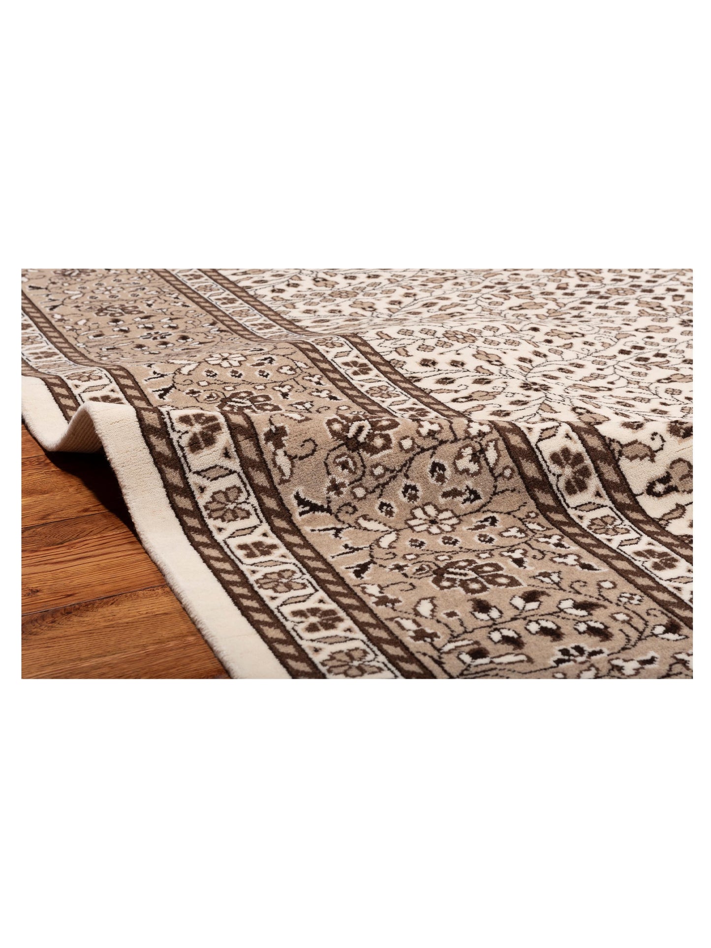 Kayseri 152964 Ivory Brown 9.10x13 Hand Knotted Rug