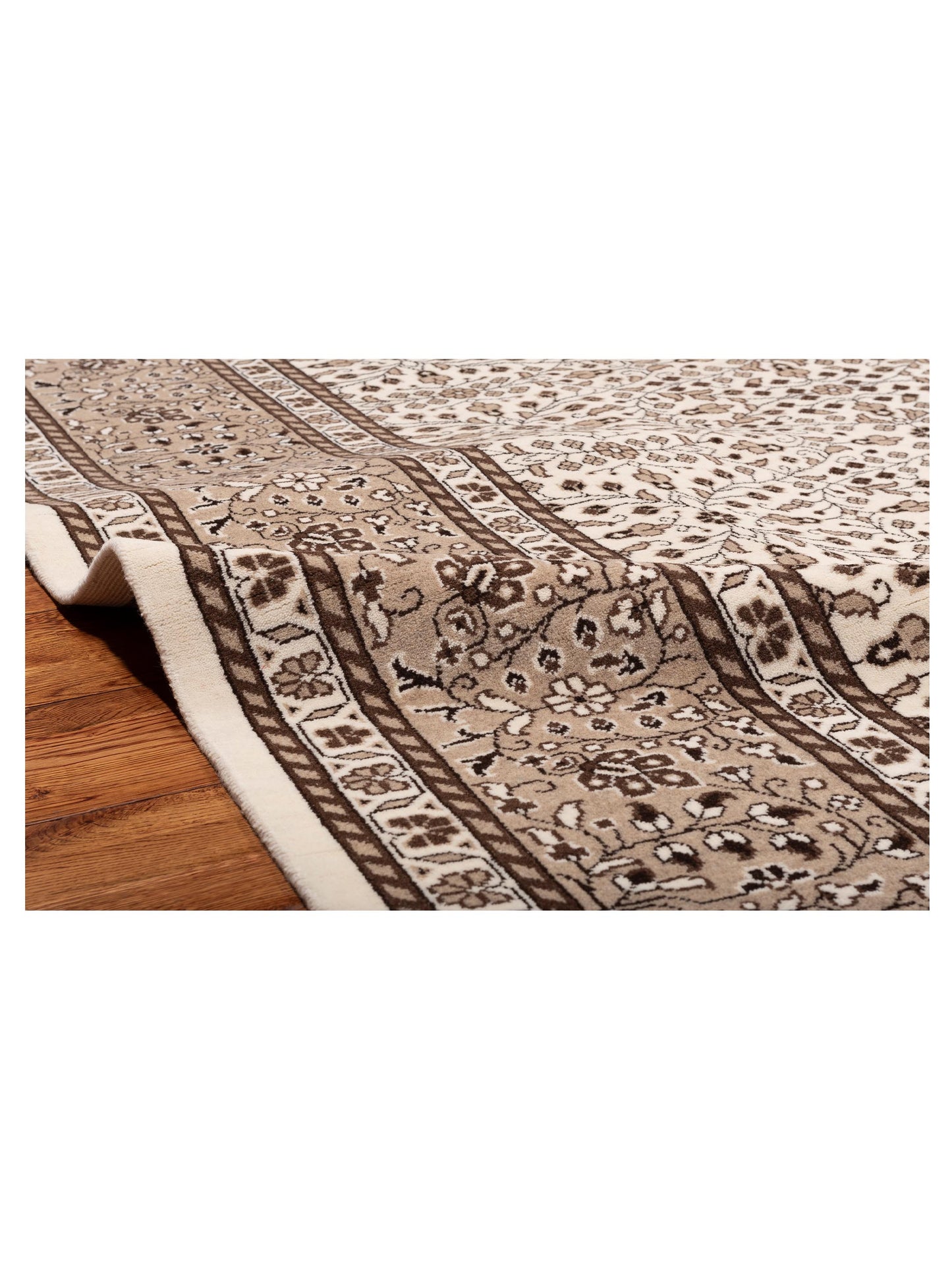 Kayseri 152965 Ivory Brown 10x13.3 Hand Knotted Rug