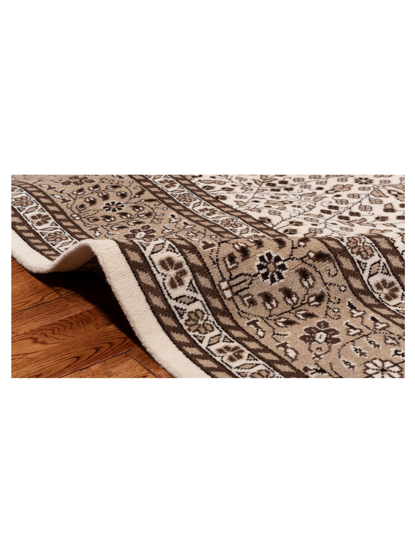 Kayseri 152979 Ivory Brown 7.11x9.9 Hand Knotted Rug