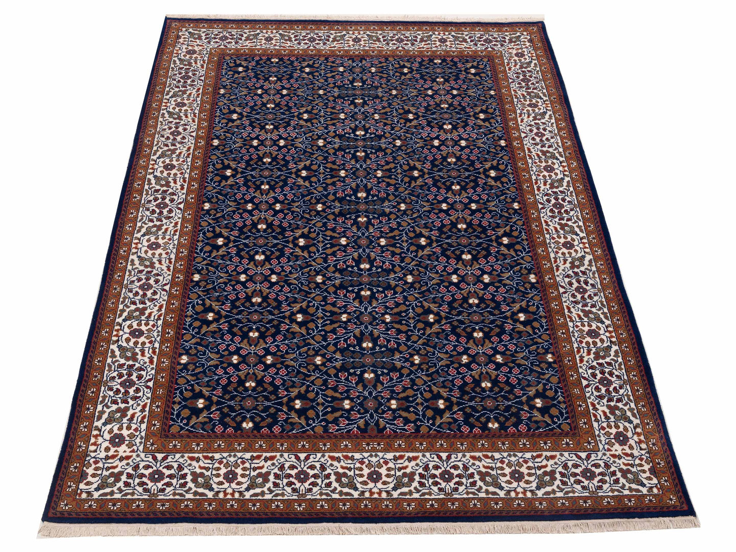 Kayseri 153002 Dark Blue Ivory 6.6x9.1 Hand Knotted Rug