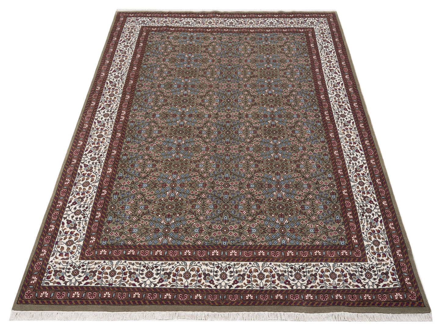 Kayseri 153007 Green Ivory 9.1x12.1 Hand Knotted Rug