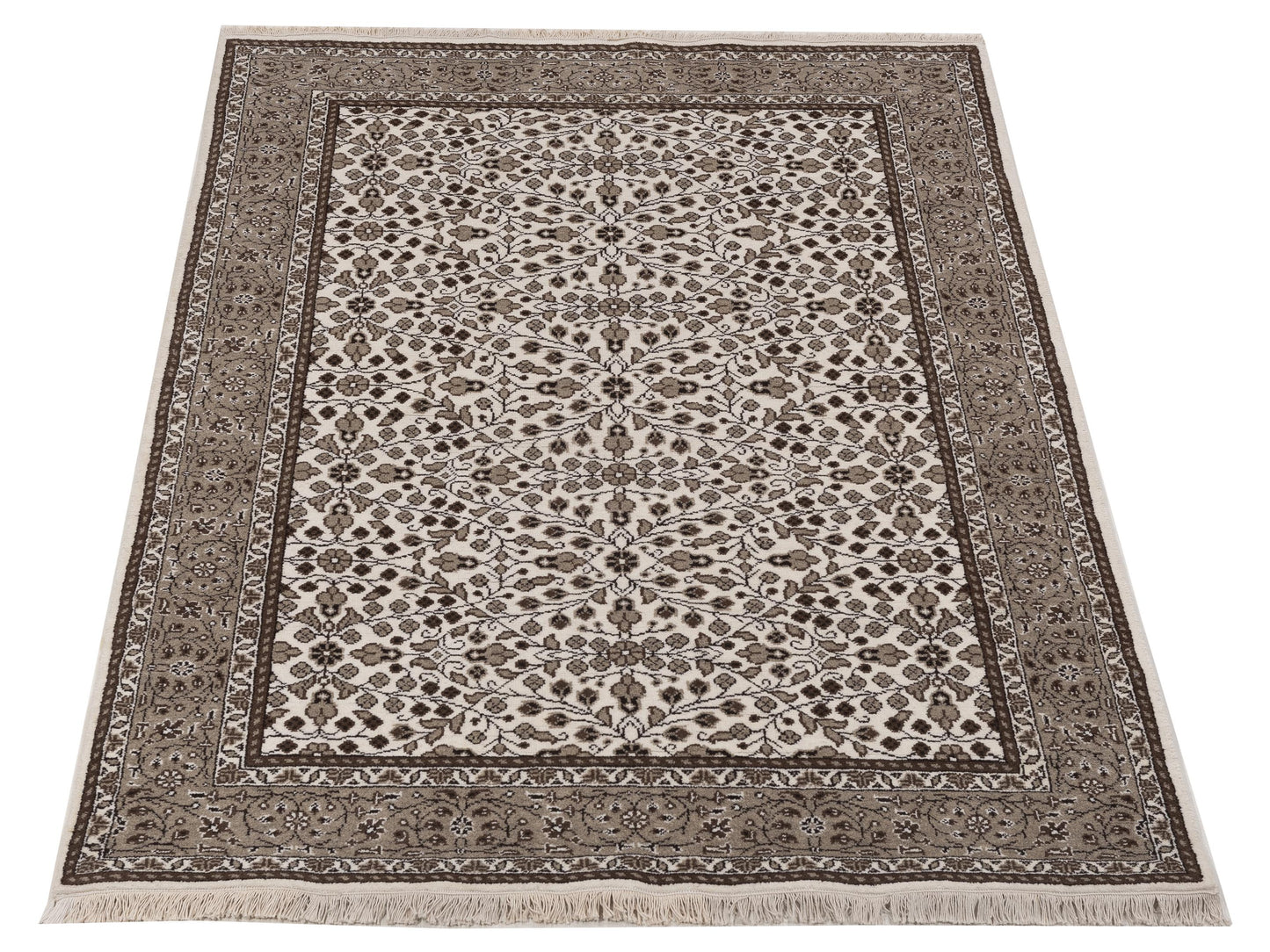 Kayseri 153039 Ivory Brown 5x6.8 Hand Knotted Rug