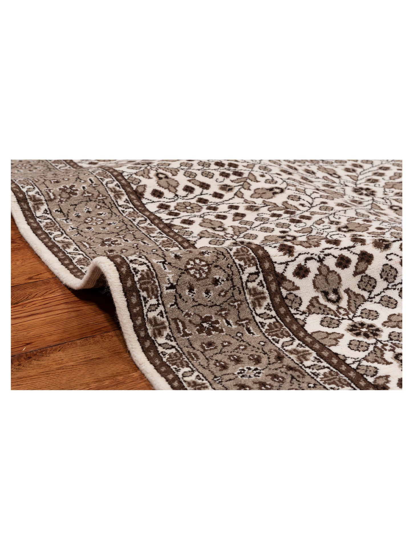Kayseri 153039 Ivory Brown 5x6.8 Hand Knotted Rug
