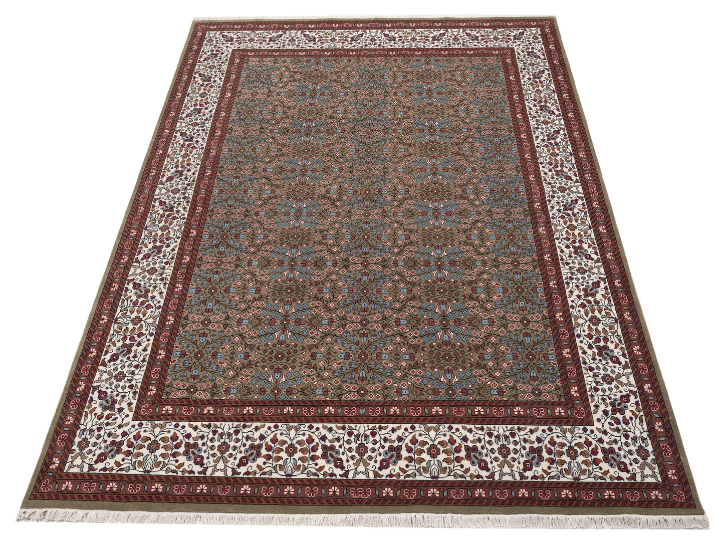 Kayseri 153054 Green Ivory 9.11x13.3 Hand Knotted Rug