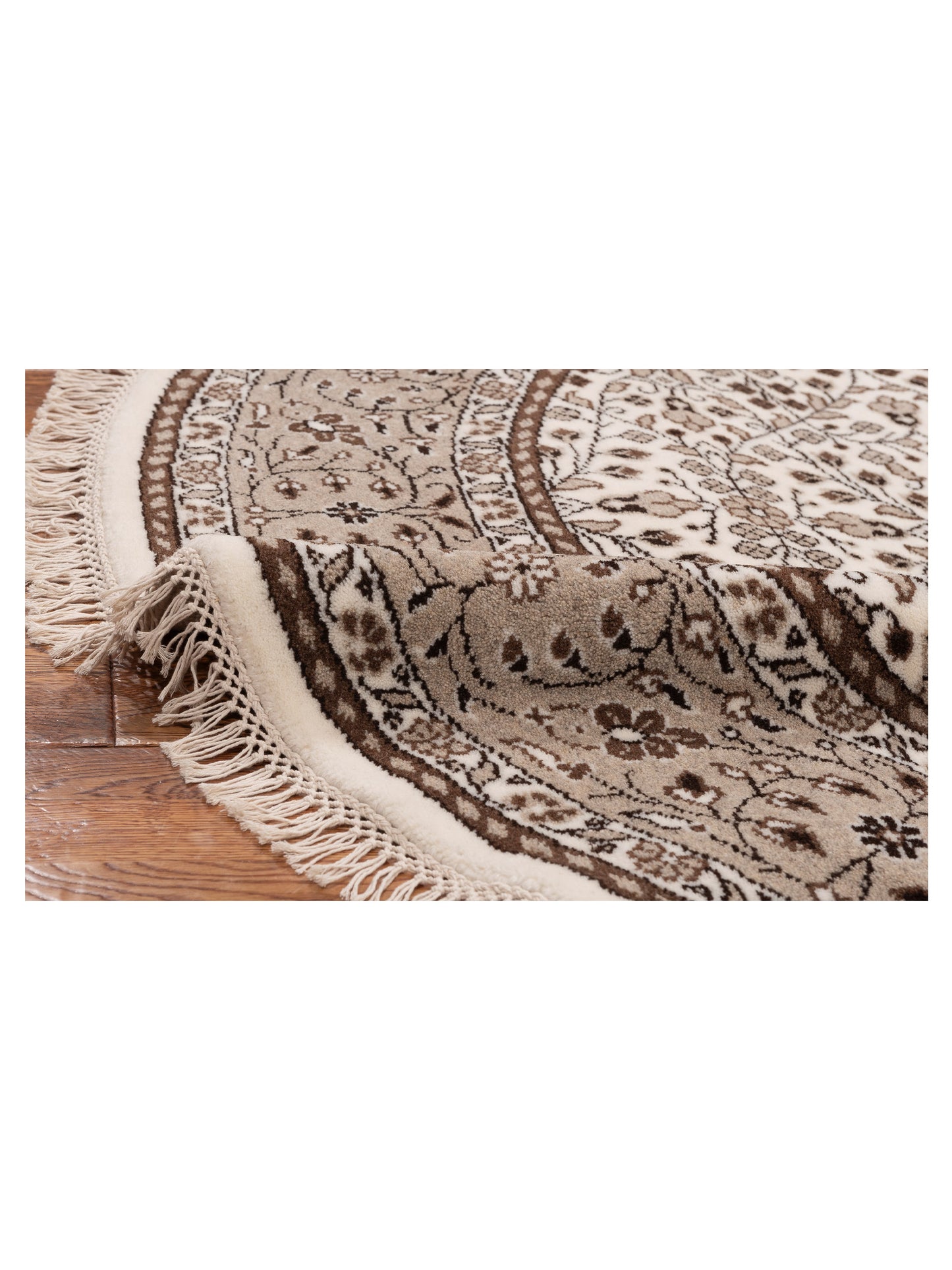 Kayseri 153109 Ivory Brown 5.10x5.10 Hand Knotted Rug