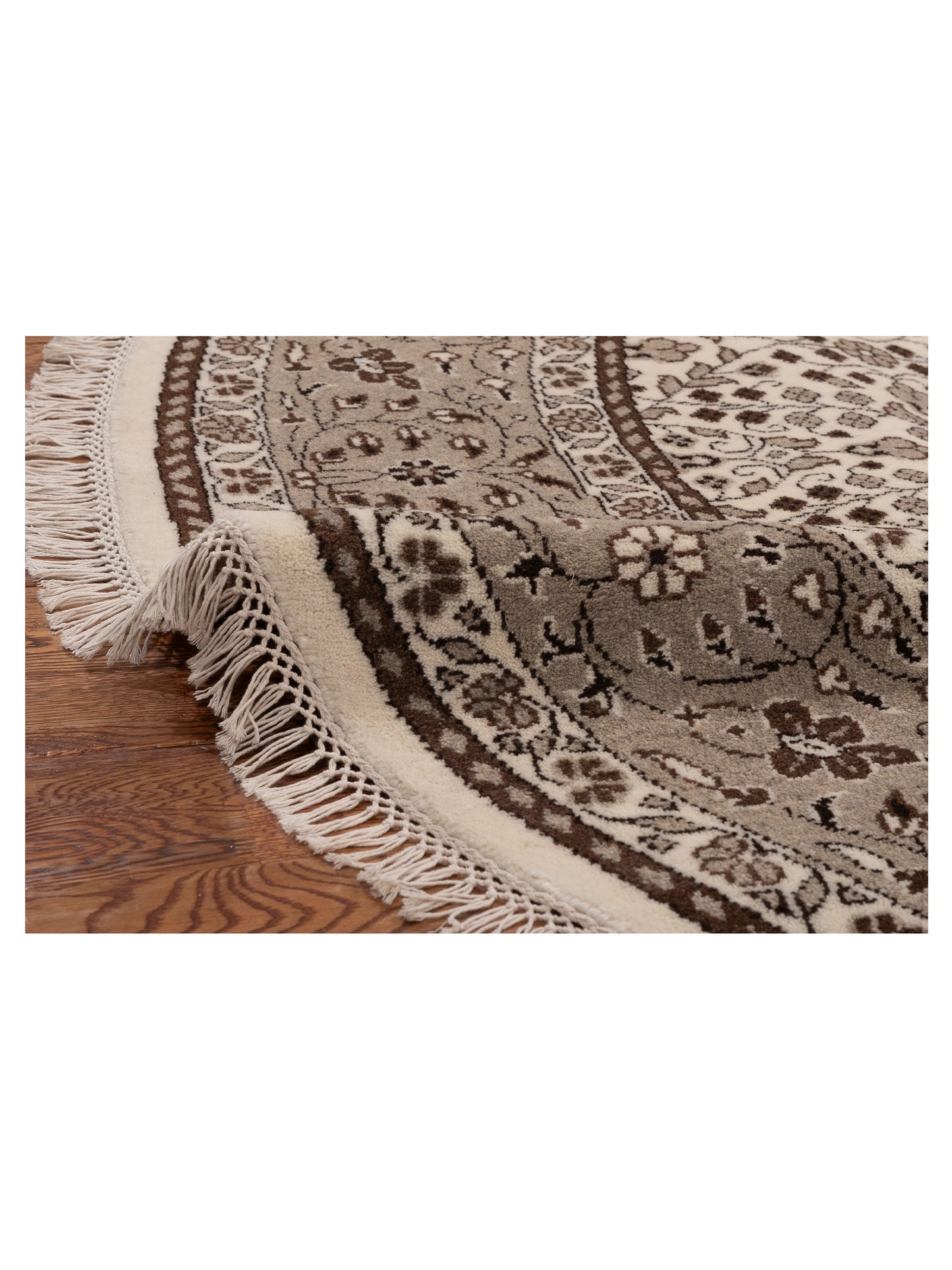 Kayseri 153122 Ivory Brown 6.10x6.10 Hand Knotted Rug