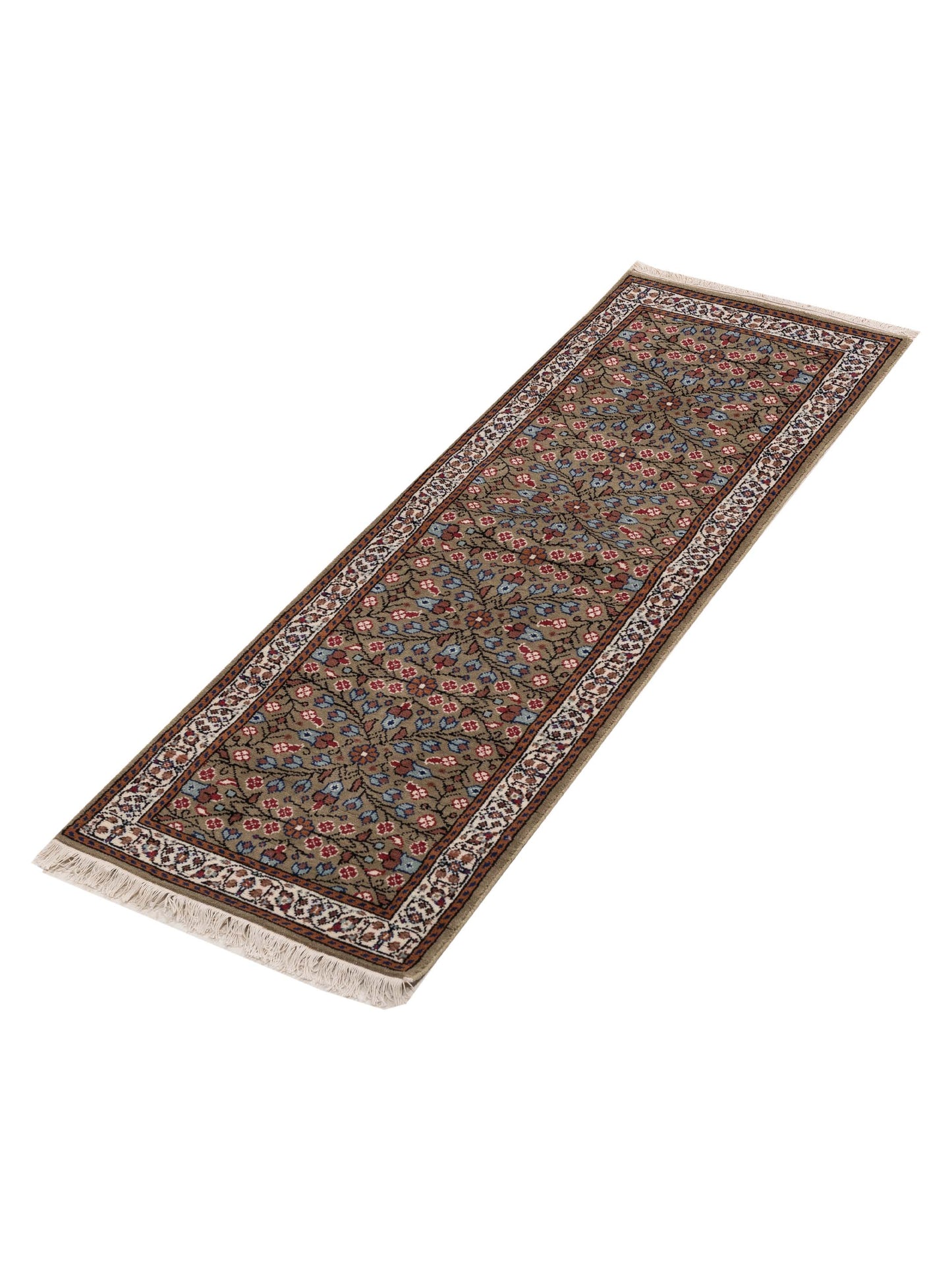 Kayseri 153272 Green Ivory 2.4x7 Hand Knotted Rug