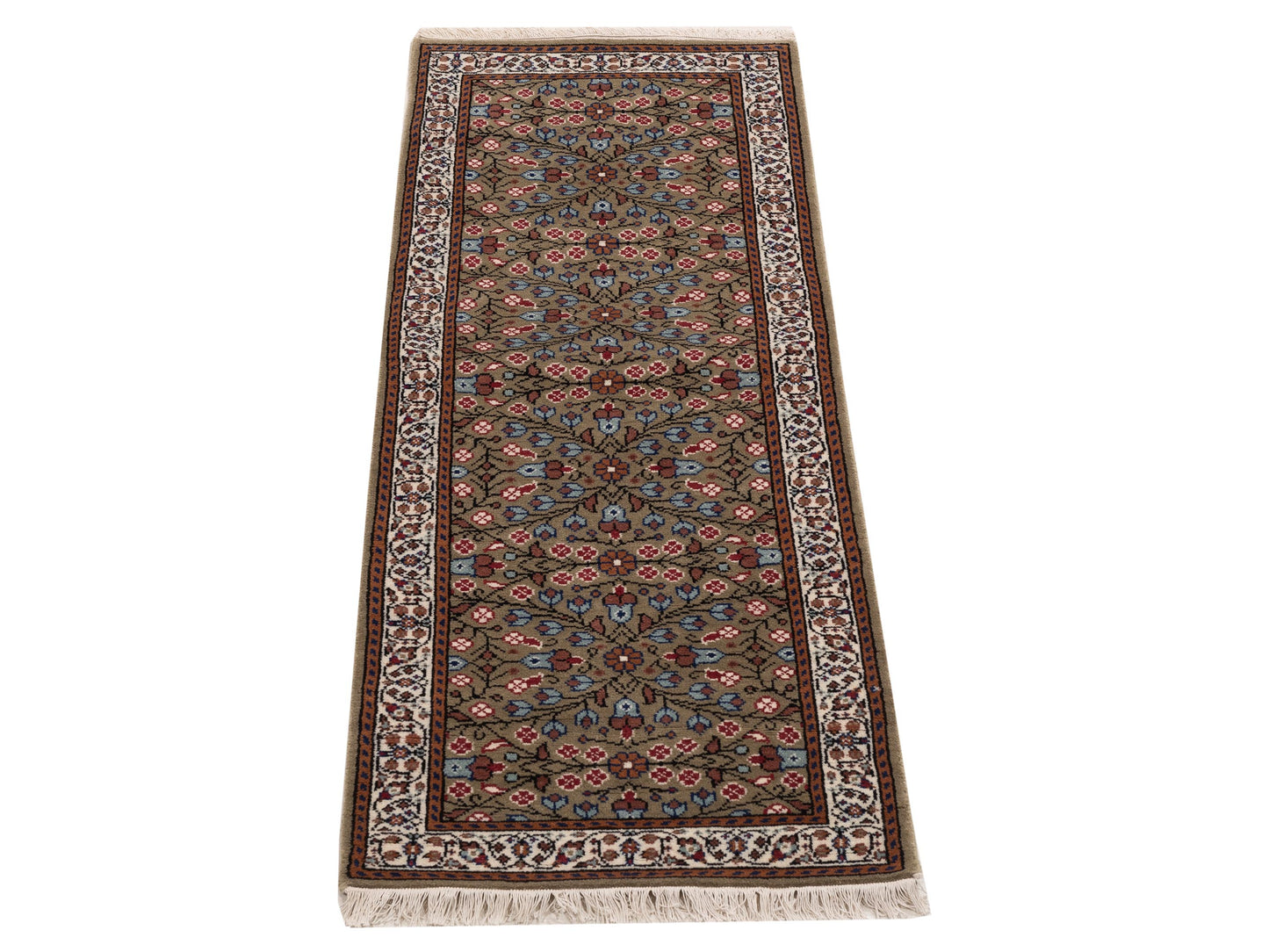 Kayseri 153272 Green Ivory 2.4x7 Hand Knotted Rug