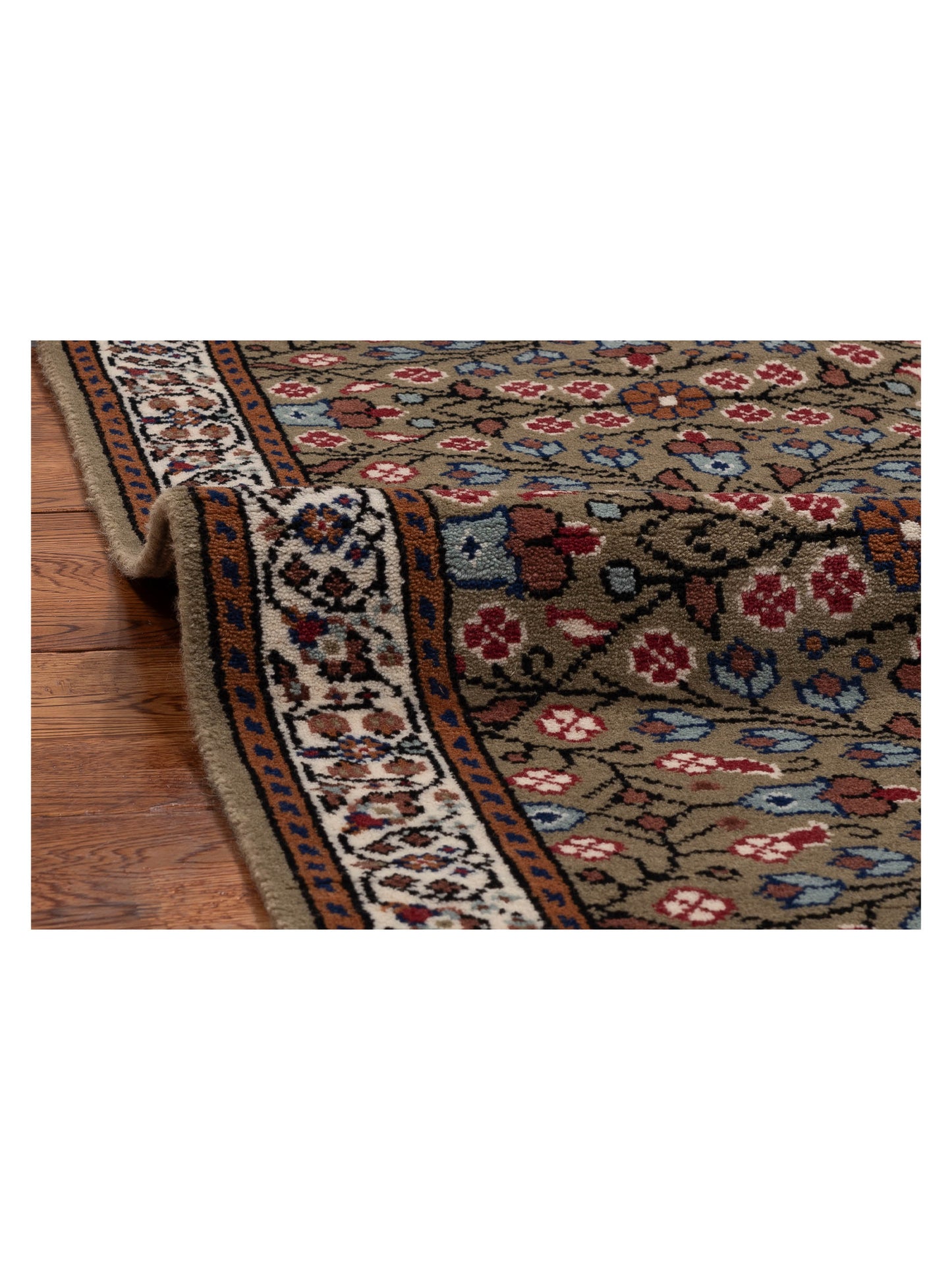 Kayseri 153272 Green Ivory 2.4x7 Hand Knotted Rug