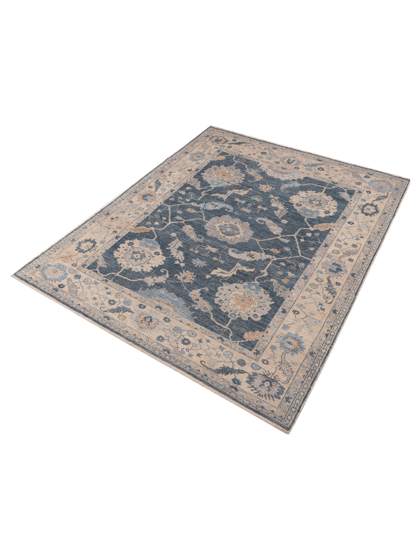 Angora Oushak 153494 Blue Ivory 10.1x13.6 Hand Knotted Rug