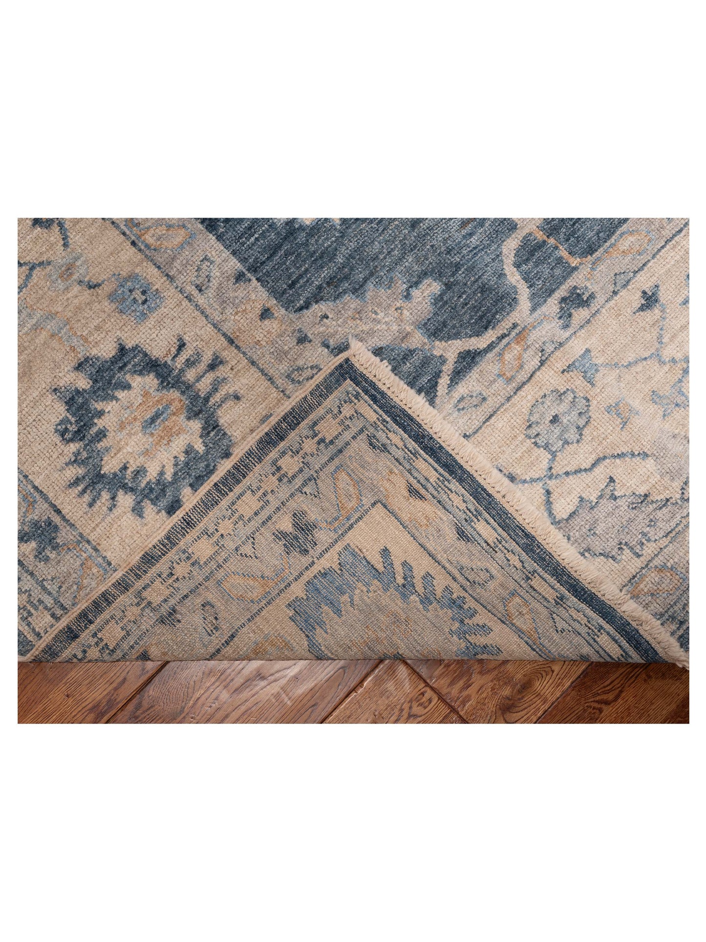 Angora Oushak 153494 Blue Ivory 10.1x13.6 Hand Knotted Rug
