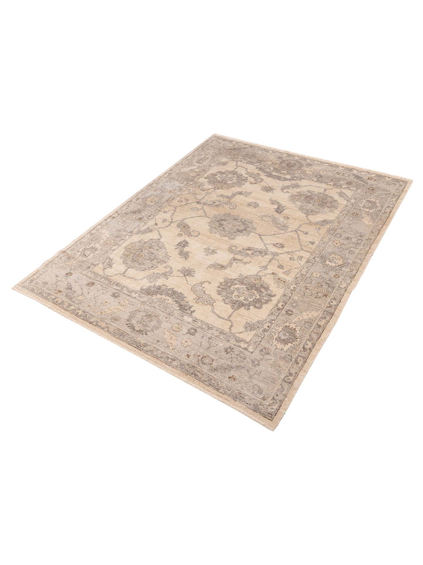 Angora Oushak 153500 Ivory Gray 8.3x10.6 Hand Knotted Rug