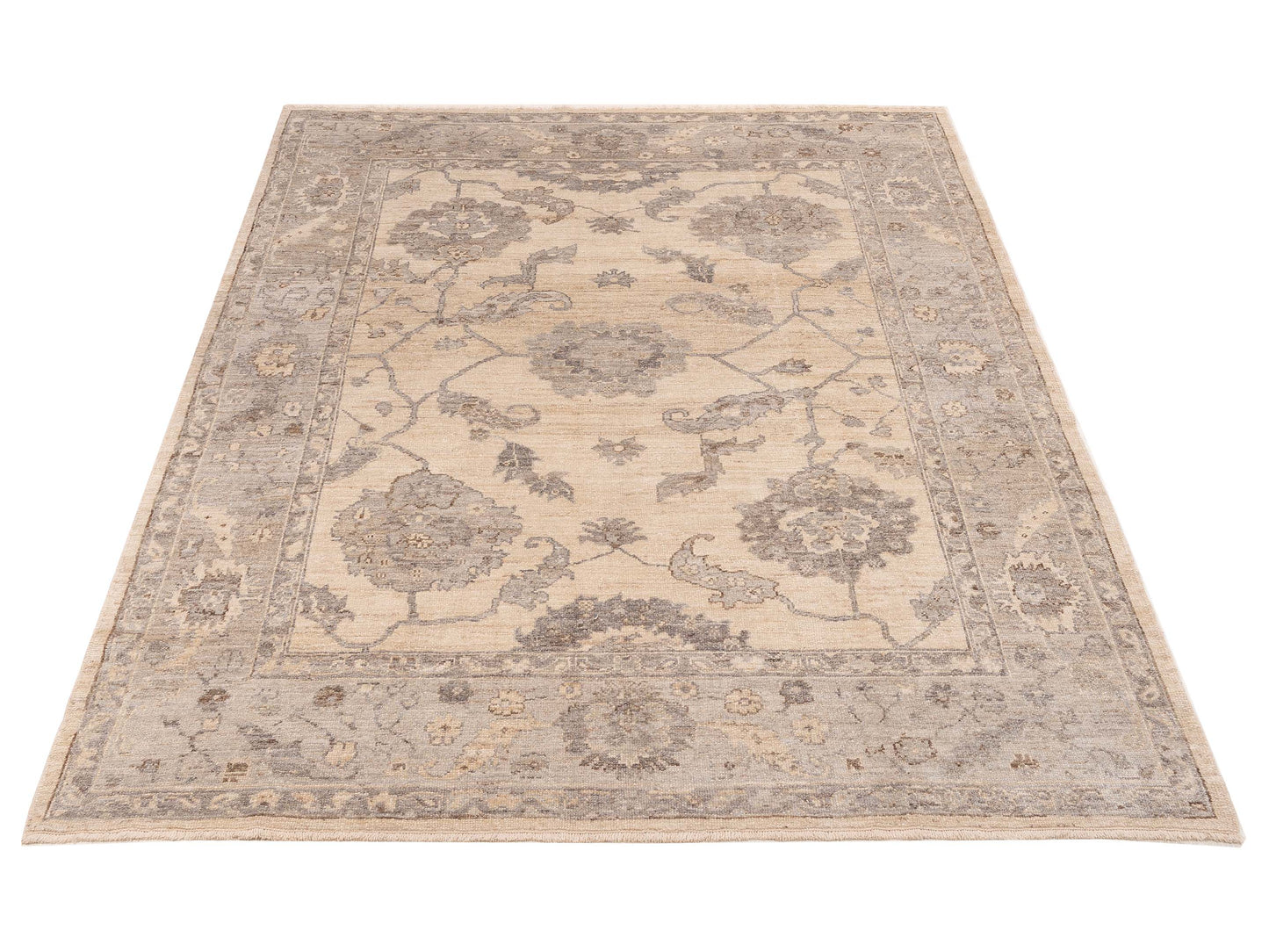 Angora Oushak 153500 Ivory Gray 8.3x10.6 Hand Knotted Rug